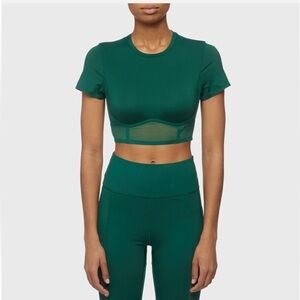 Adidas x Ivy Park Beyoncé Corset Crop Padded Sports Bra Top - Emerald Green